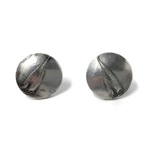 Vintage pewter engraved sailboat screwback earrings